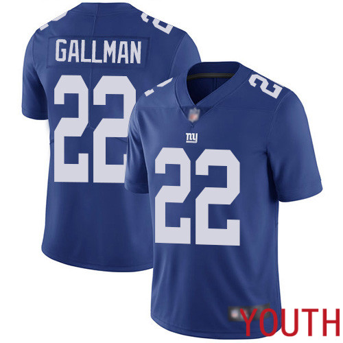 Youth New York Giants #22 Wayne Gallman Royal Blue Team Color Vapor Untouchable Limited Player Football NFL Jersey